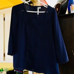 Lauren Conrad button down lace detail blouse